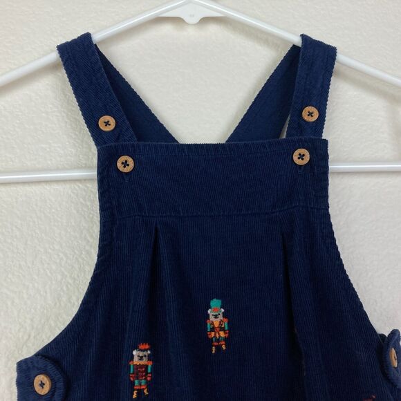 Next Baby Blue Corduroy Snap Overalls Dungarees Size 3-6 Mo Toy Soldier Bears - Picture 3 of 7